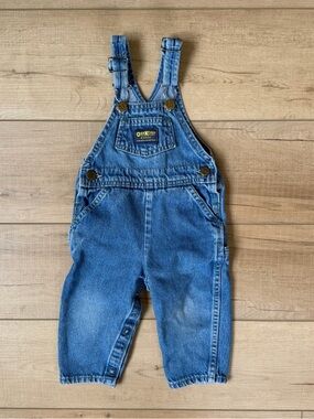 Vintage Oshkosh Overalls B'Gosh Unisex Blue Denim Vestbak Sz 18M 1986-1990